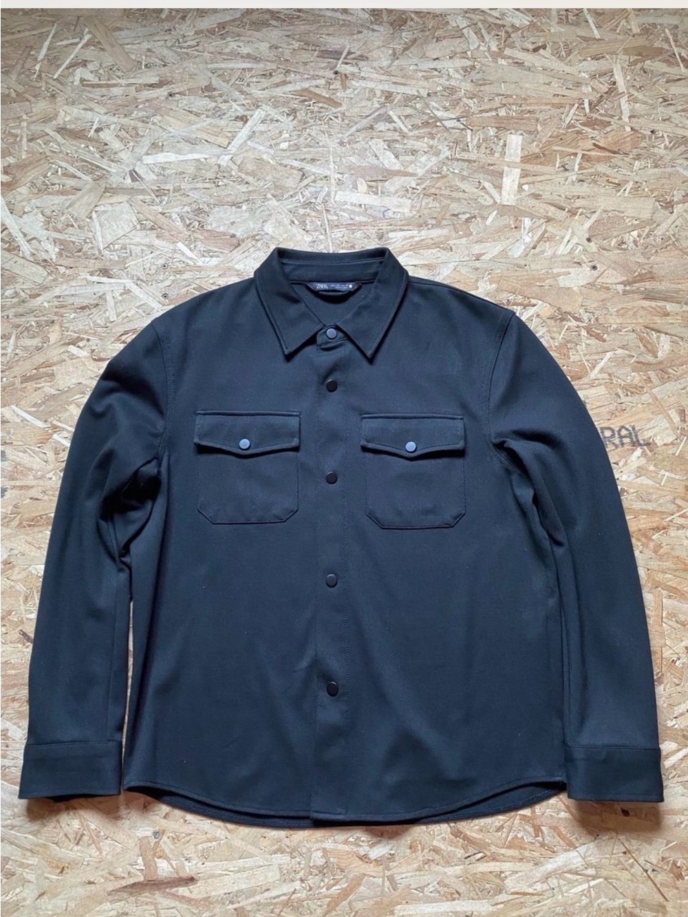 Zara Black Men's Casual Button-Down Shirt with Chest Pockets